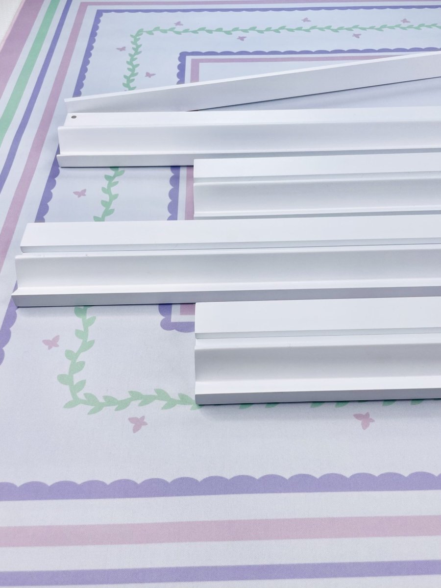 White Wooden Racks 4 Set on Pastel Mat