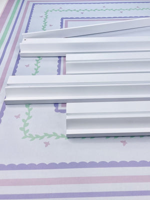 White Wooden Racks 4 Set on Pastel Mat