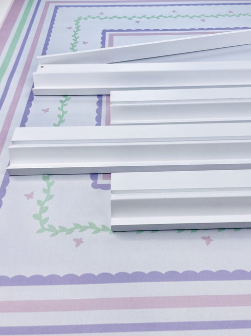 White Wooden Racks 4 Set on Pastel Mat