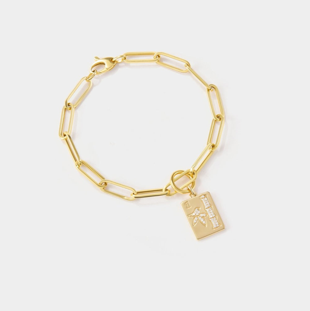 14K Gold Mahjong Charm with Lab Diamonds | Fine Mahjong Jewelry
