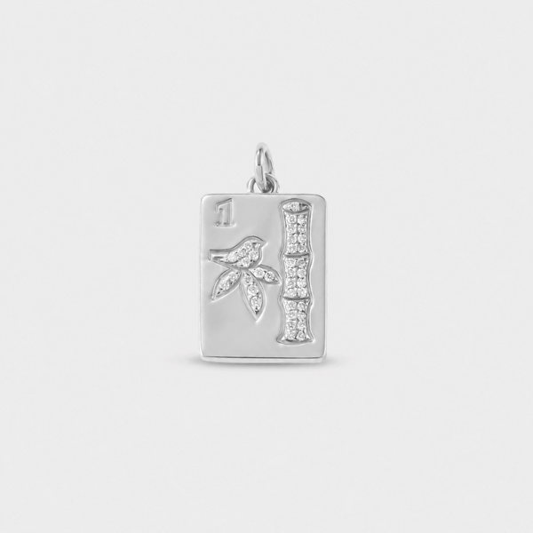 14K Gold Mahjong Charm with Lab Diamonds | Fine Mahjong Jewelry