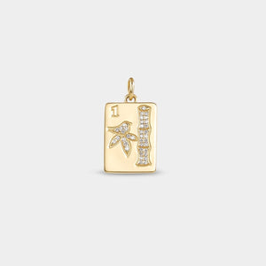 14K Gold Mahjong Charm with Lab Diamonds | Fine Mahjong Jewelry