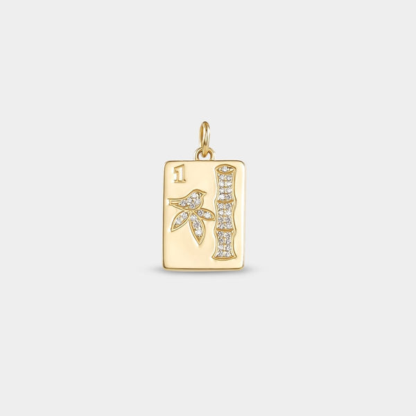 14K Gold Mahjong Charm with Lab Diamonds | Fine Mahjong Jewelry