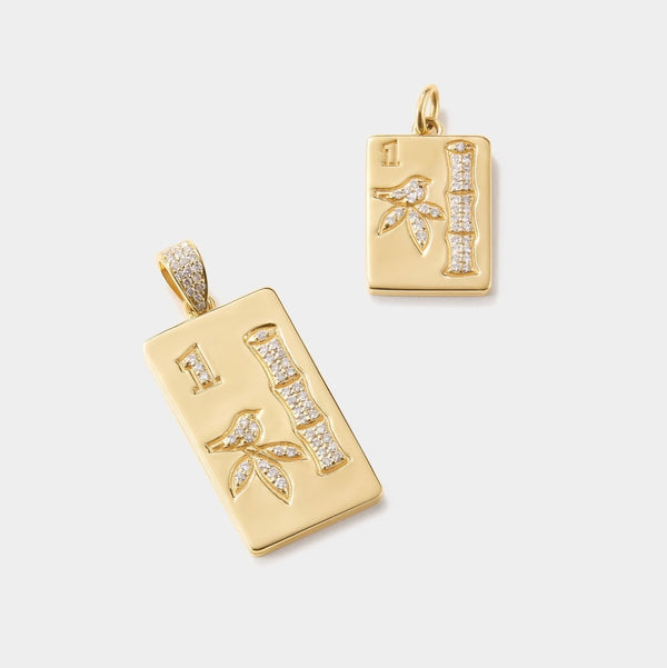 14K Gold Mahjong Charm with Lab Diamonds | Fine Mahjong Jewelry