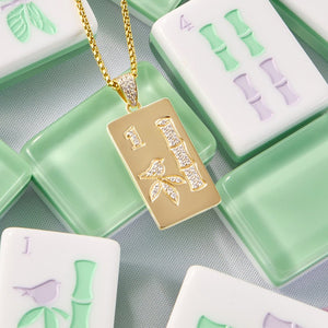 14K Gold Mahjong Charm with Lab Diamonds | Fine Mahjong Jewelry