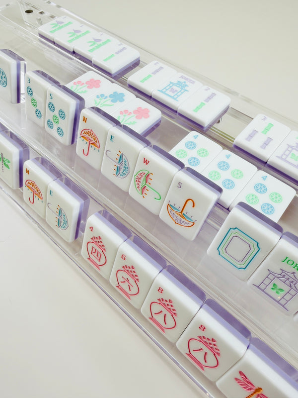 Clear Acrylic Double Mahjong Racks with Magnetic Pushers (Set of 2)