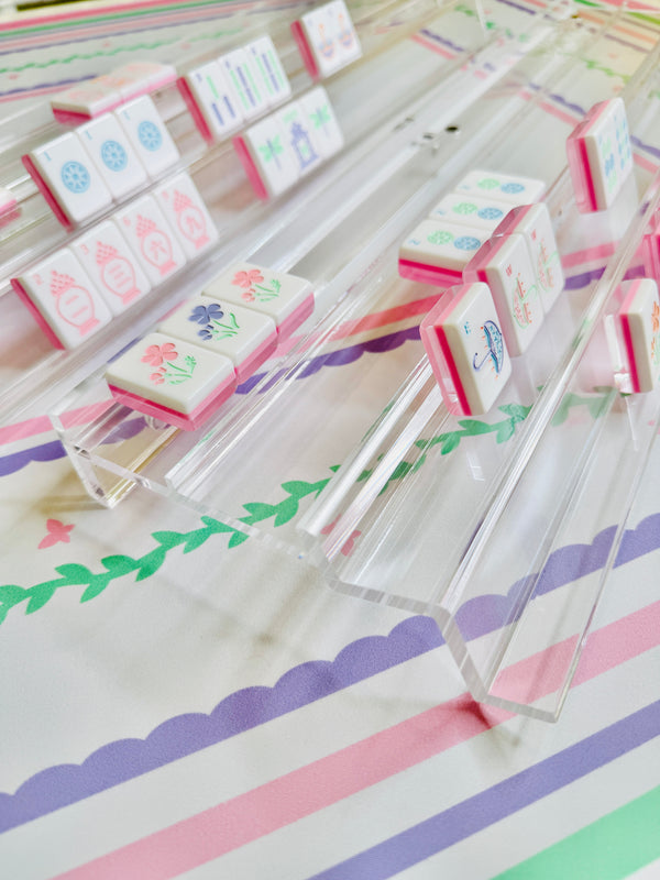 Clear Acrylic Double Mahjong Racks with Magnetic Pushers (Set of 2)