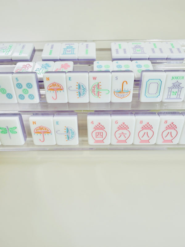 Clear Acrylic Double Mahjong Racks with Magnetic Pushers (Set of 2)