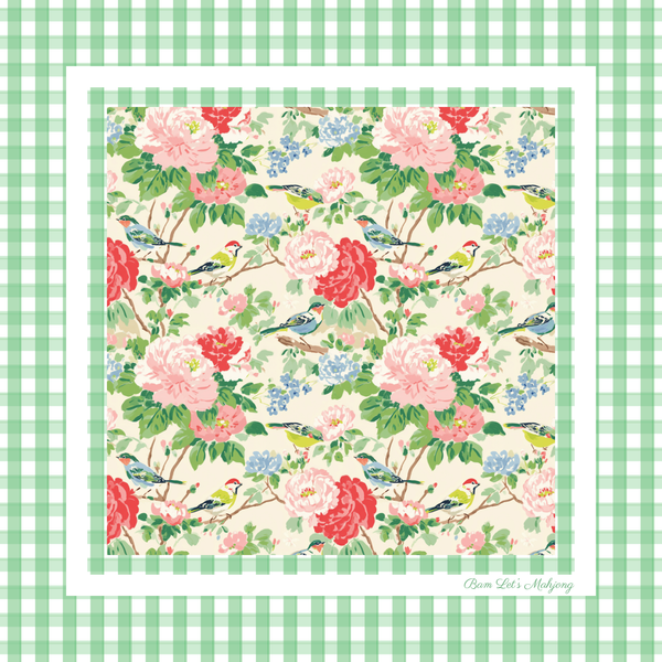 Birdsong Mahjong Mat | Green Floral American Mahjong Mat