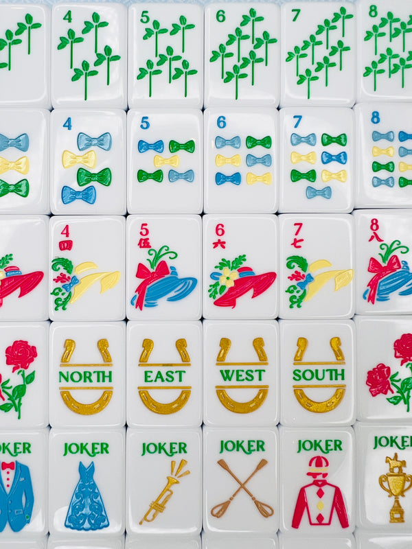 Kentucky Derby Mahjong Tile Collection with Matching Mat & Shuffler