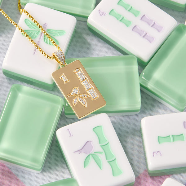 14K Gold Mahjong Pendant Necklace | Fine Mahjong Jewelry