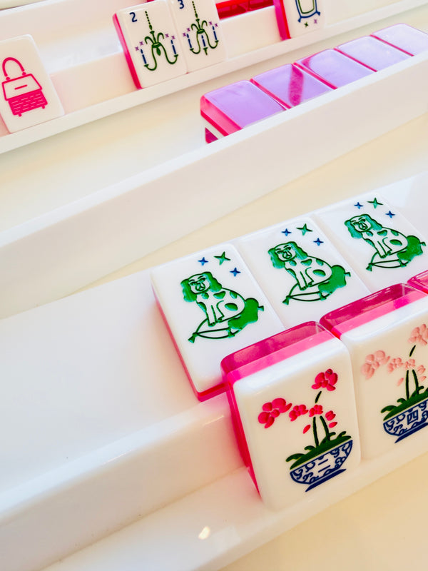 Mahjong White Acrylic Rack and Pusher