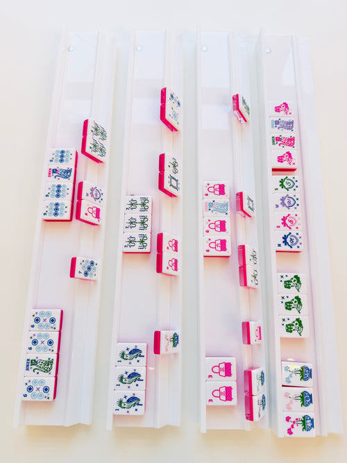Mahjong White Acrylic Rack and Pusher