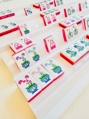 Mahjong White Acrylic Rack and Pusher