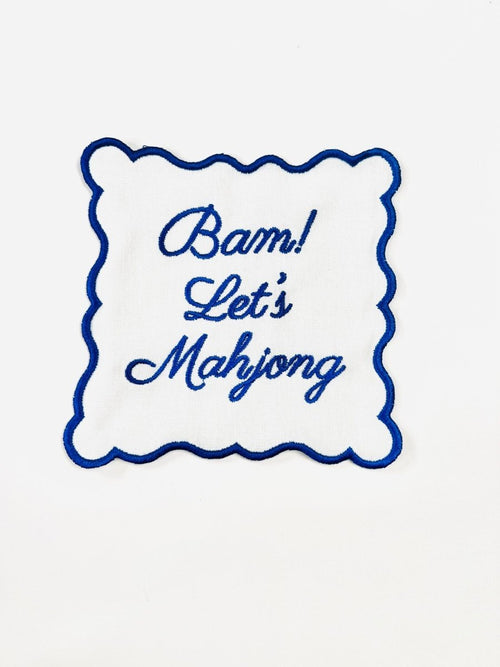 Bam Mahjong Cocktail Napkins Bright Blue