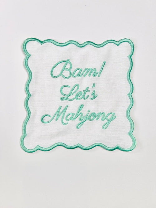 Bam Mahjong Cocktail Napkins Mint Green