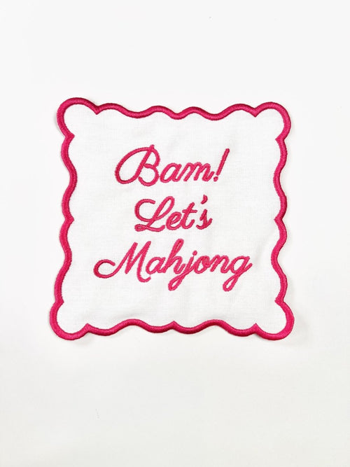 Bam Mahjong Cocktail Napkins Bright Pink