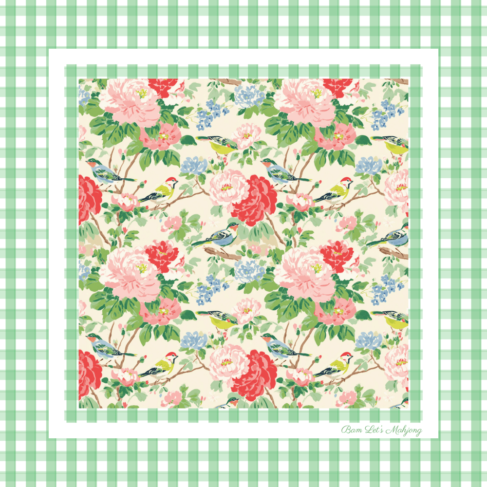 Birdsong Mahjong Mat | Green Floral American Mahjong Mat