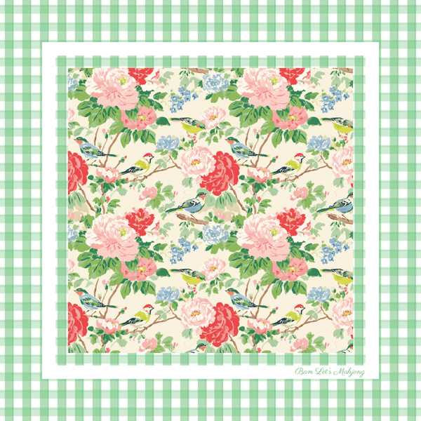 Birdsong Mahjong Mat | Green Floral American Mahjong Mat