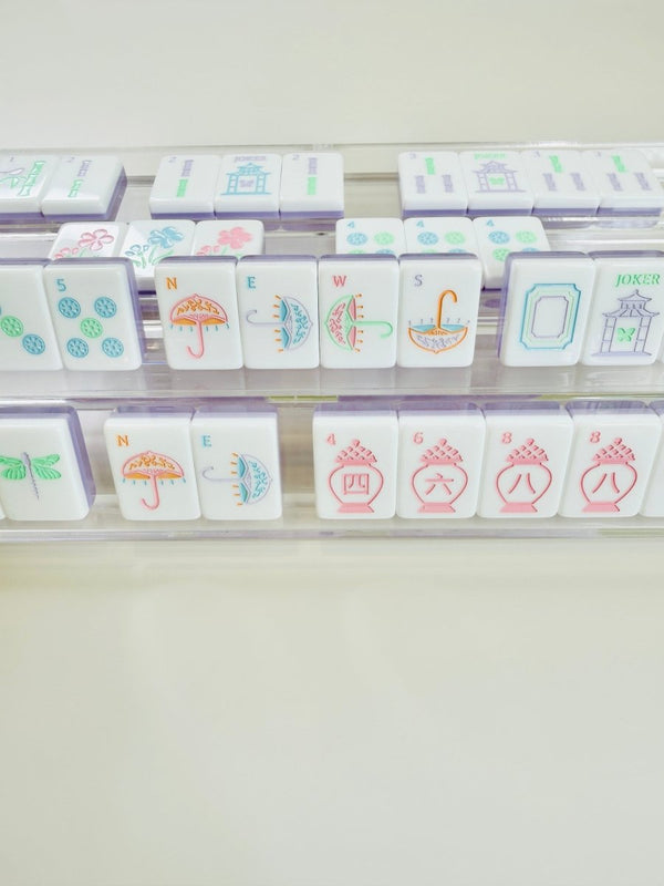 Clear Acrylic Double Mahjong Racks with Magnetic Pushers (Set of 2)