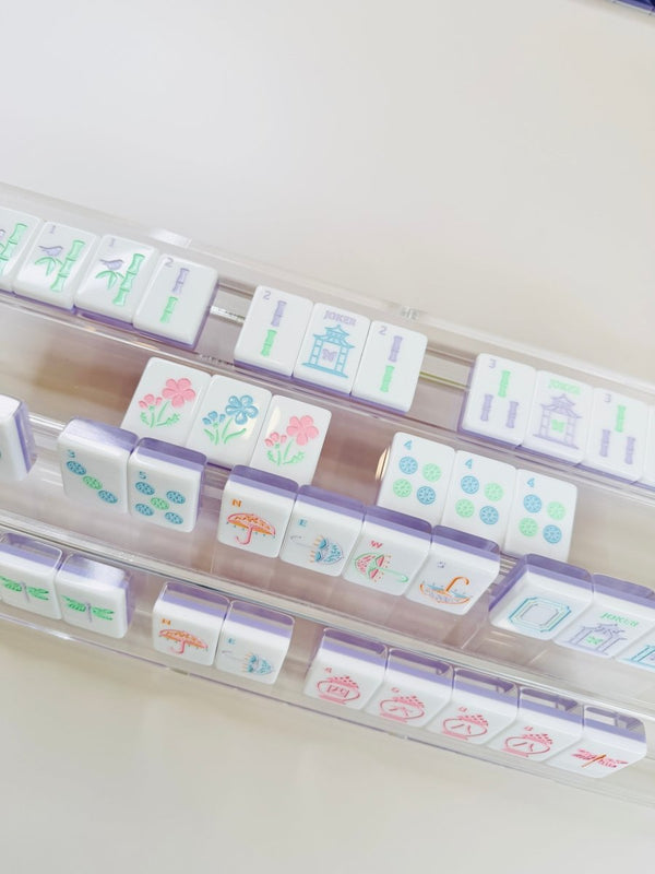 Clear Acrylic Double Mahjong Racks with Magnetic Pushers (Set of 2)