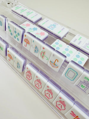 Clear Acrylic Double Mahjong Racks with Magnetic Pushers (Set of 2)