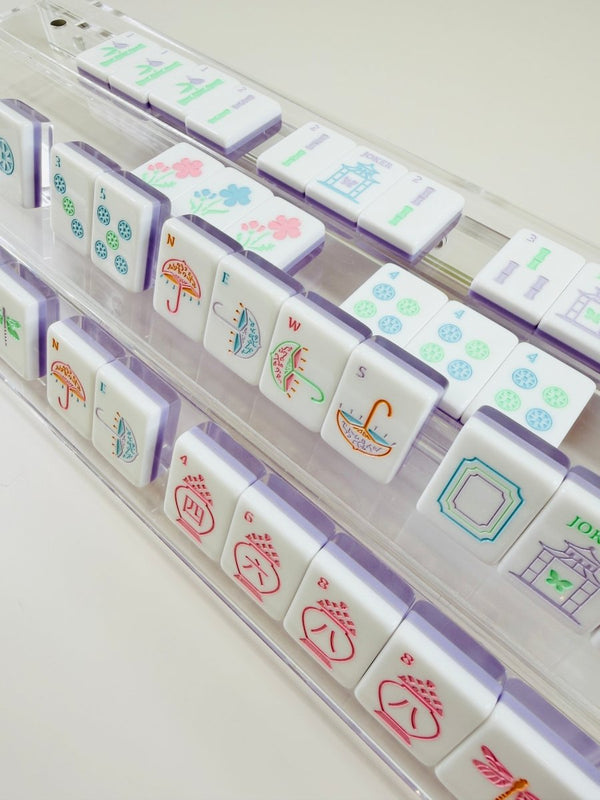 Clear Acrylic Double Mahjong Racks with Magnetic Pushers (Set of 2)