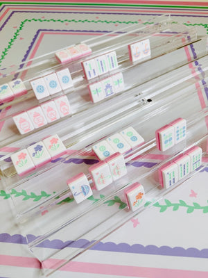 Clear Acrylic Double Mahjong Racks with Magnetic Pushers (Set of 2)