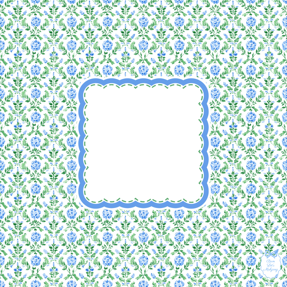 Cottage Bloom Mahjong Mat | Blue Floral American Mahjong Mat