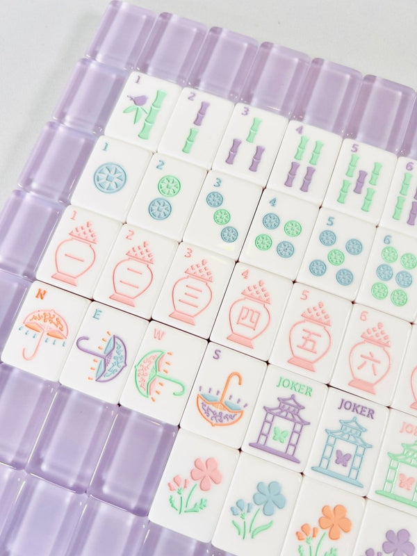 Garden Party Mahjong Tile Set with Mat & Shufflers