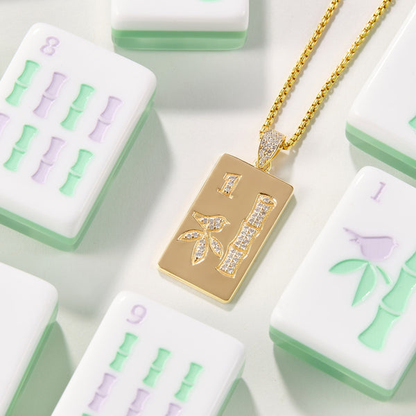 14K Gold Mahjong Pendant Necklace | Fine Mahjong Jewelry