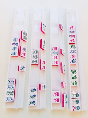 Mahjong White Acrylic Rack and Pusher