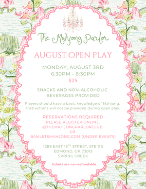 Open Play Evening Monday August 3rd