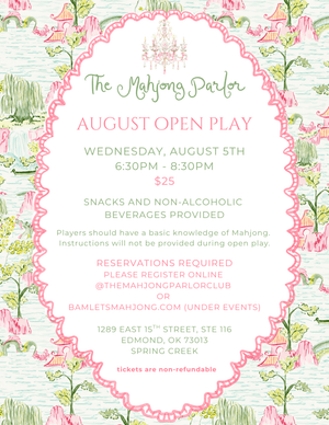Open Play Evening Wednesday August 5th