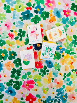 Posy Pop Watercolor Floral Mahjong Mat