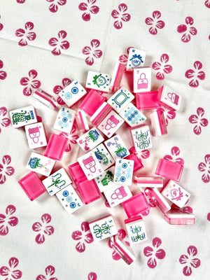 Mended Pink Tablecloth with Pink Tiles