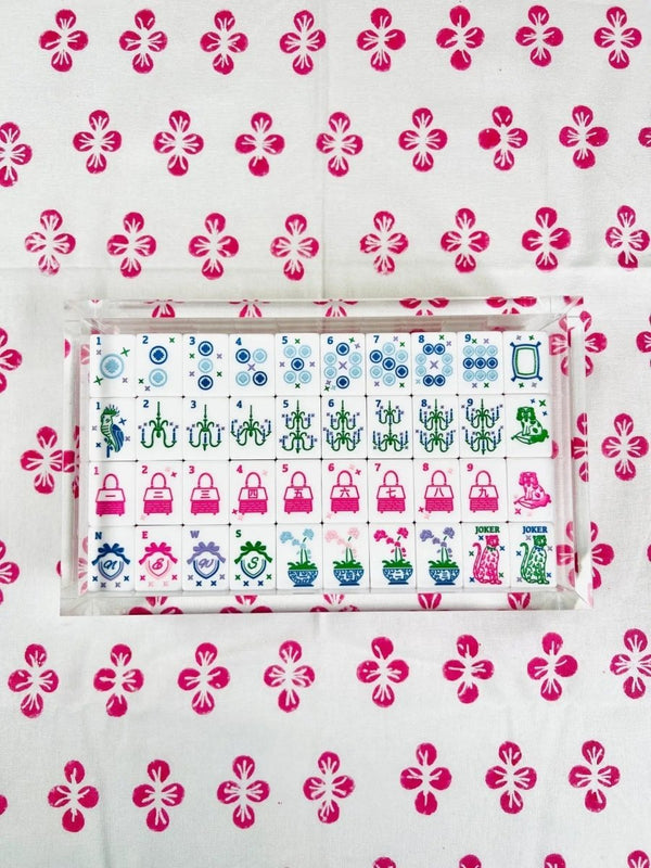 Mended Pink Tablecloth with Tiles in Clear Acrylic Box