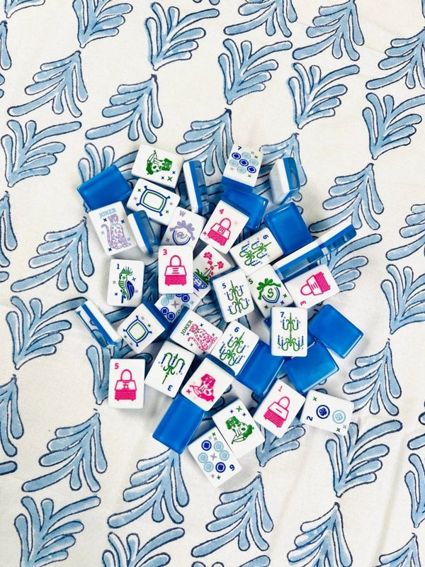 Mended Blue Tablecloth with Blue Tiles