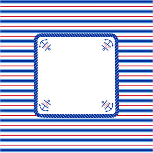 Decorative border with blue and red stripes and anchor symbols on a white background