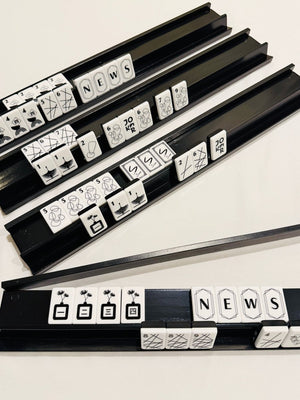 Wooden Mahjong Racks & Pushers - Black - 4 Set